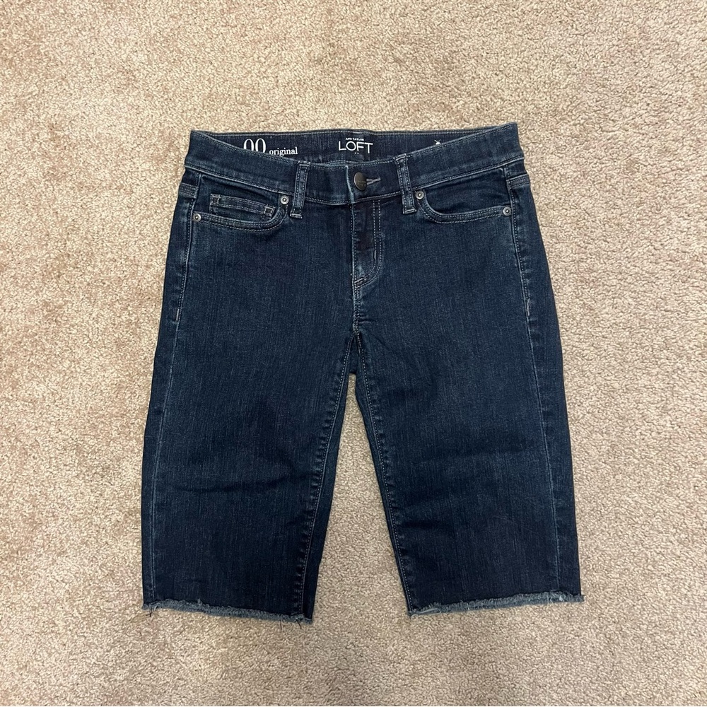 LOFT Women's Dark Blue Denim Bermuda Shorts
